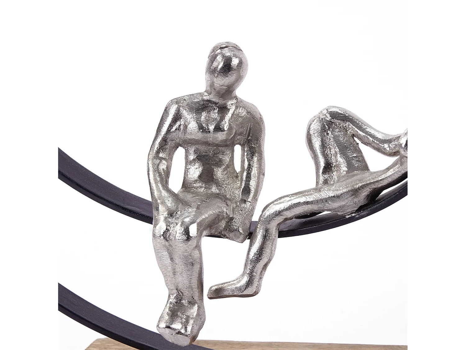 SKULPTUR Date Mangoholz, Metall silber-natur