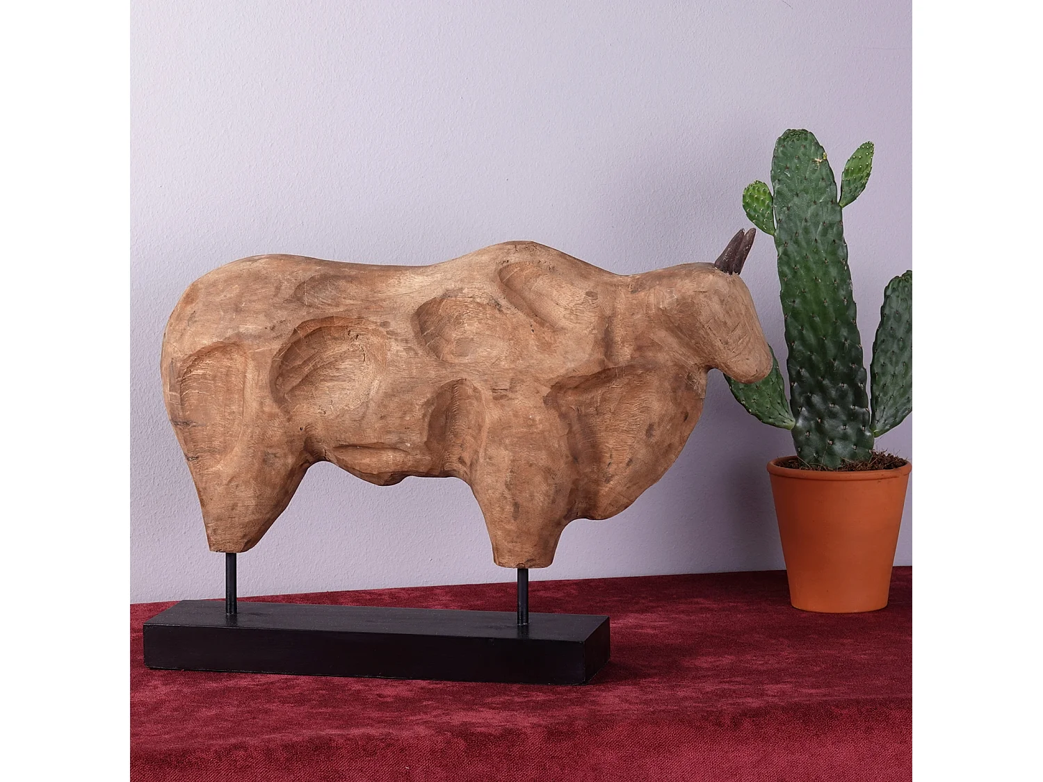 SKULPTUR Bull Mangoholz natur-schwarz