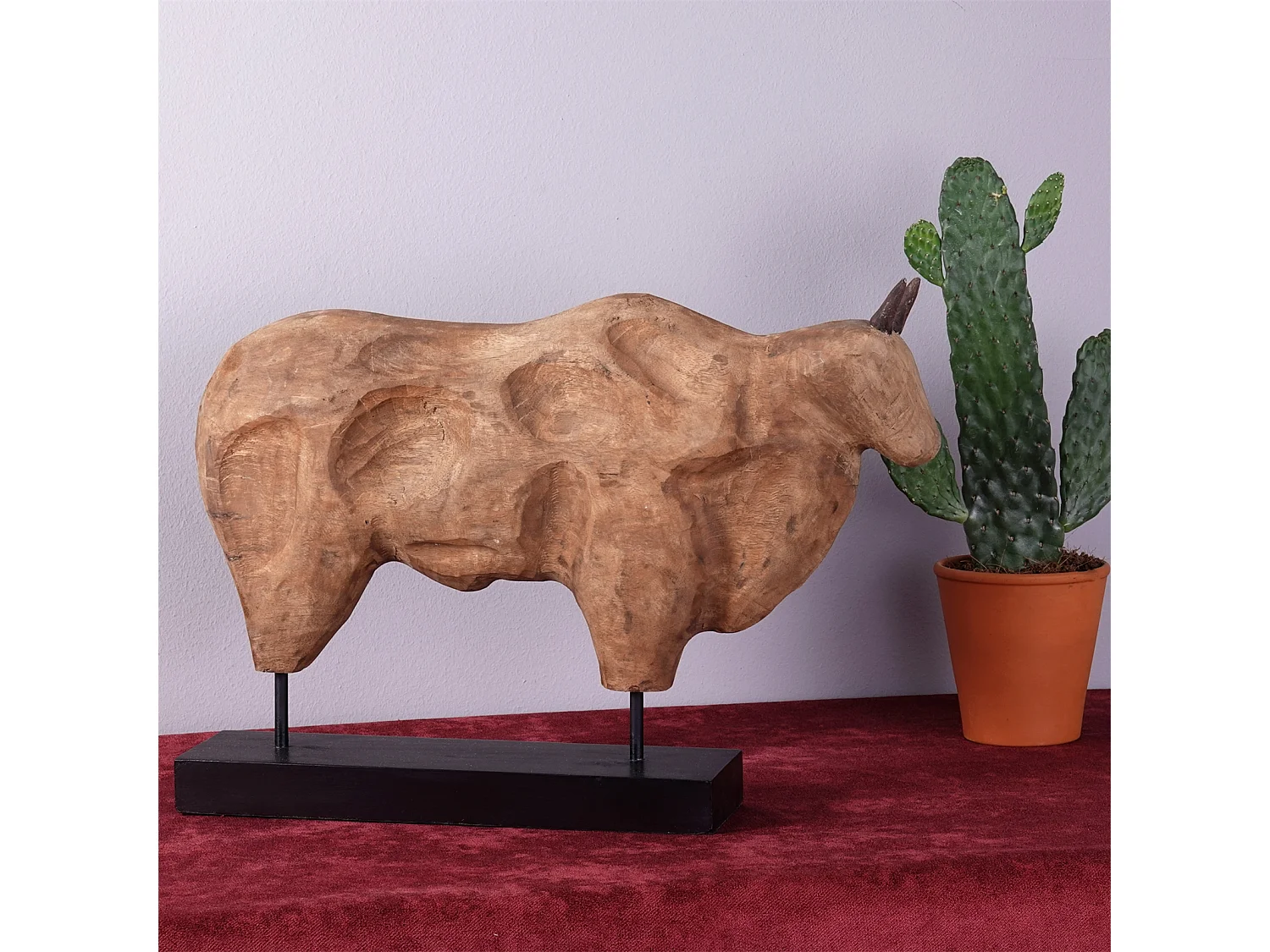 SKULPTUR Bull Mangoholz natur-schwarz