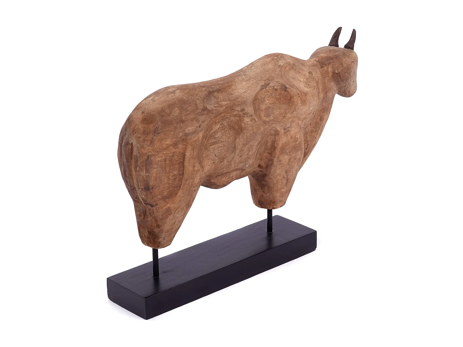 SKULPTUR Bull Mangoholz natur-schwarz
