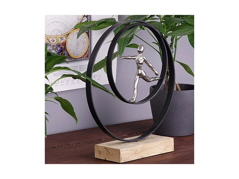 SKULPTUR Move Mangoholz, Metall silber-natur