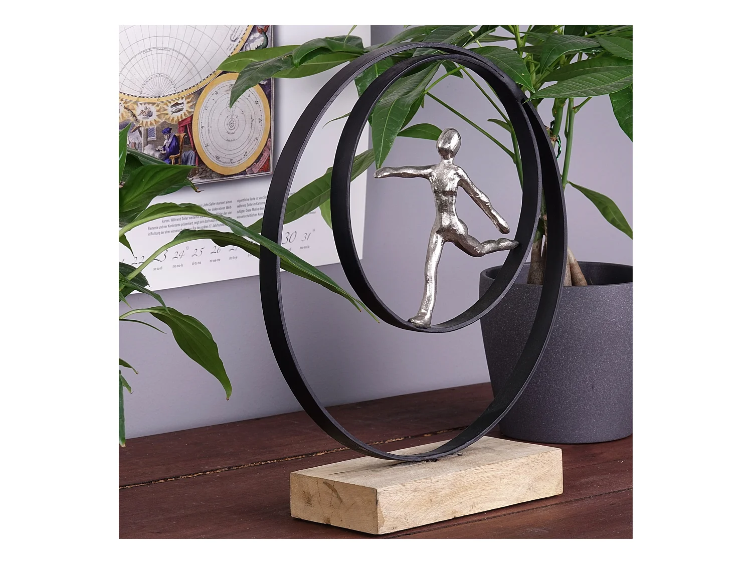 SKULPTUR Move Mangoholz, Metall silber-natur