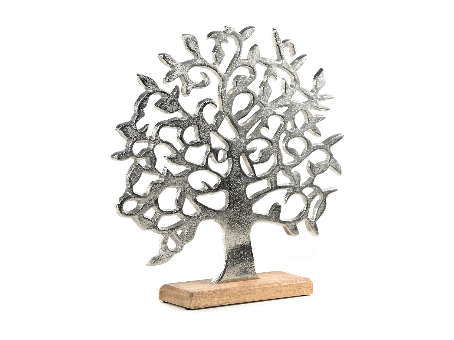 SCULPTURE Arbre de vie Métal, bois de mangue argent-brun