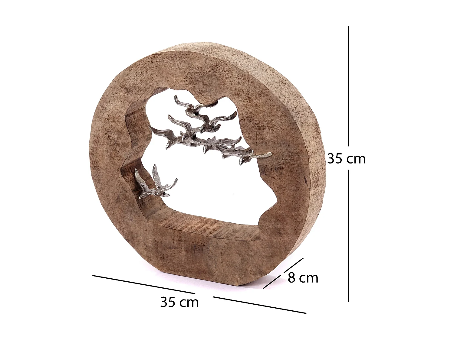 SKULPTUR Flight Mangoholz, Aluminium silber-natur