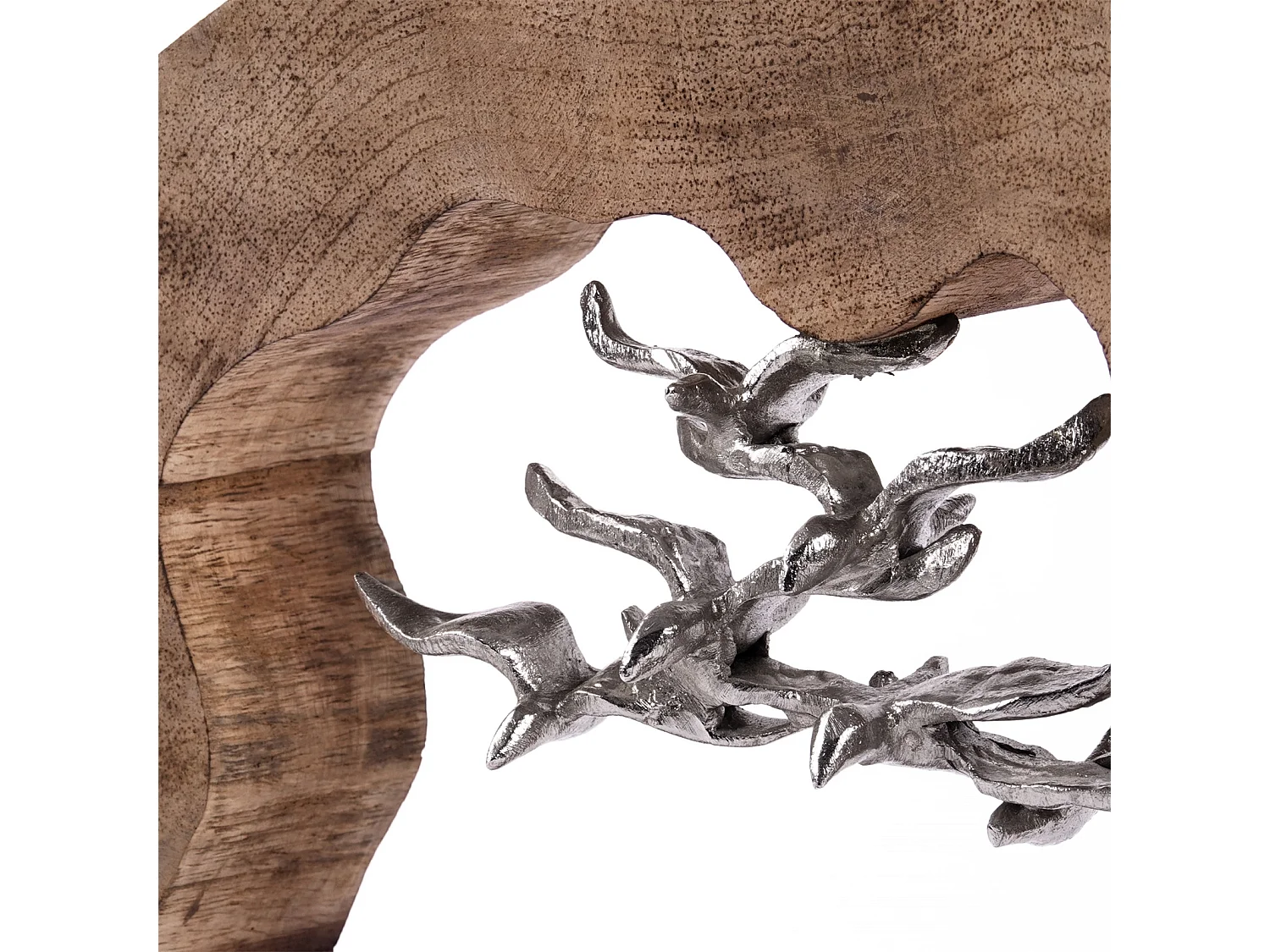 SKULPTUR Flight Mangoholz, Aluminium silber-natur