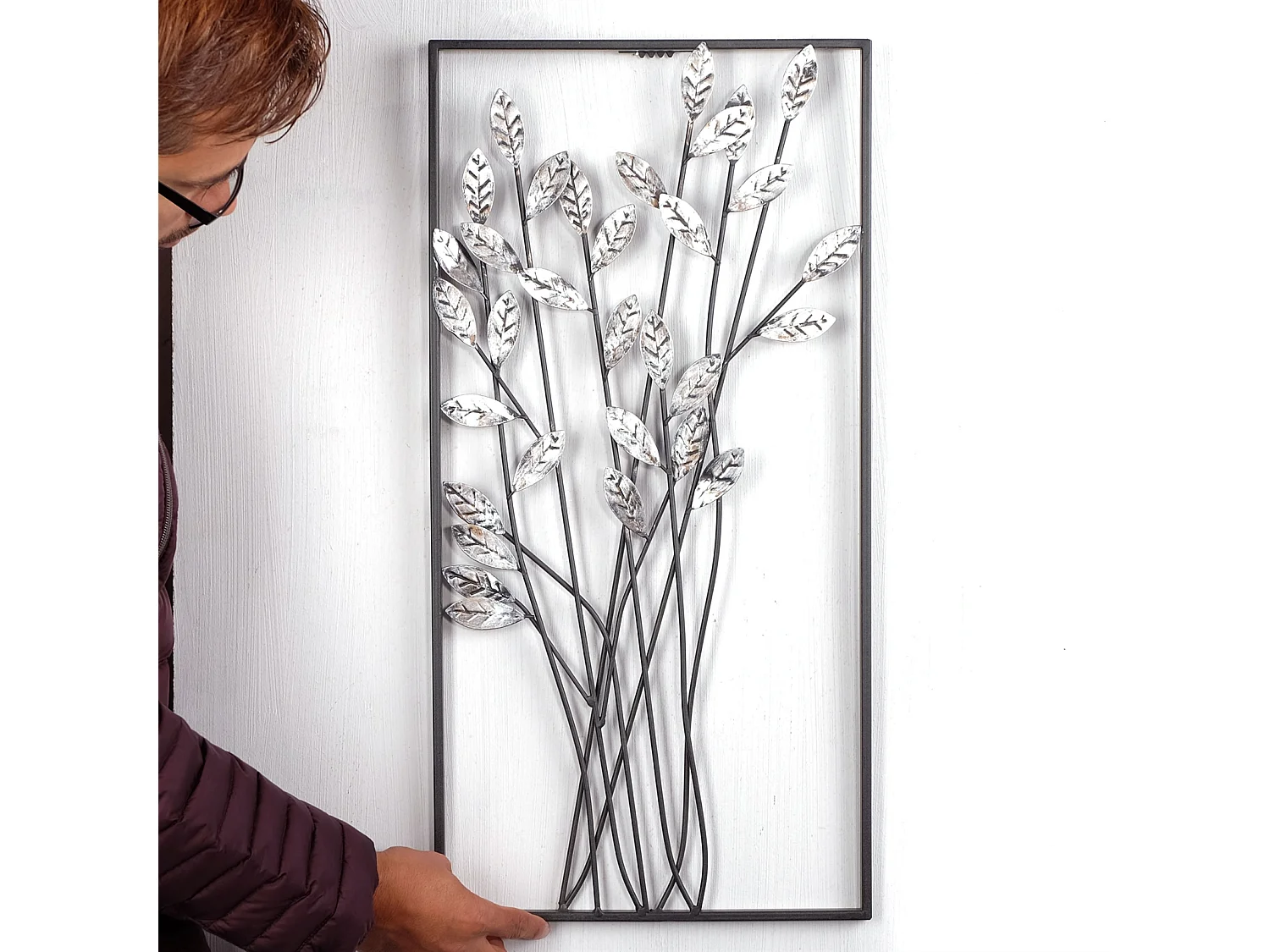 DÉCORATION MURALE Branches Métal argent/brun