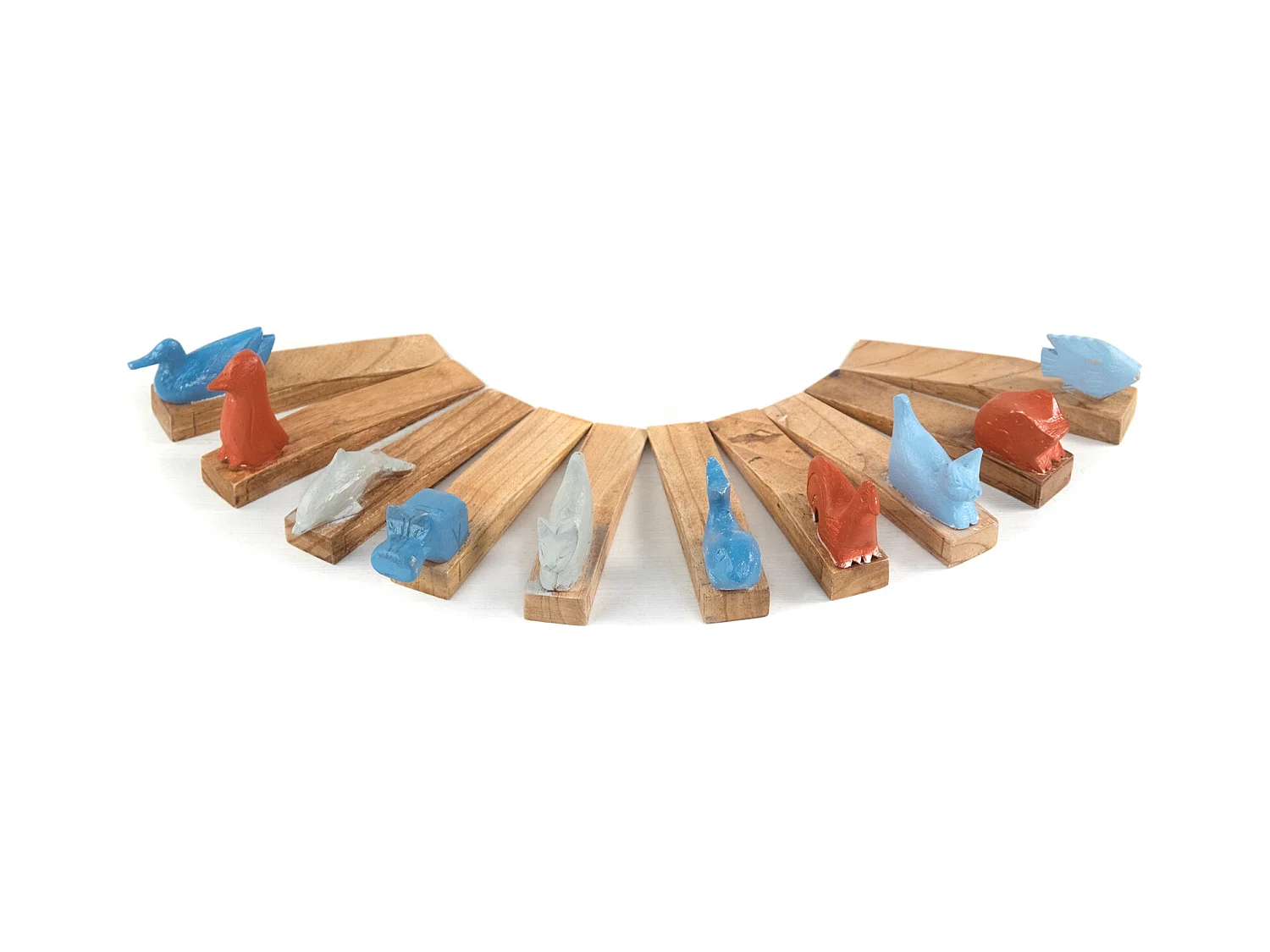CALE-PORTE Coloré Bois de mahogany sculpté, motif animal Coloré