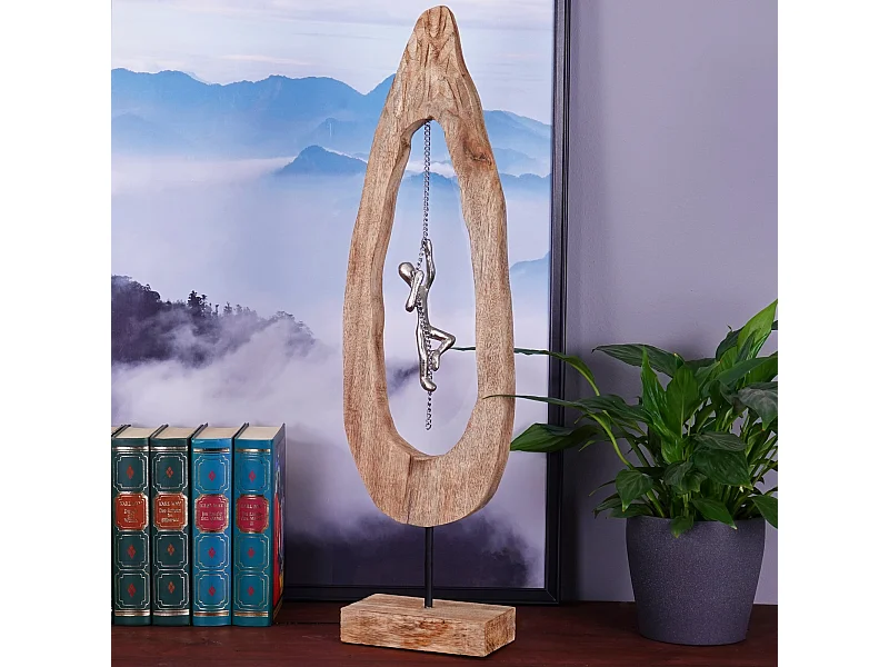 SKULPTUR Swing Mangoholz, Metall silber-natur