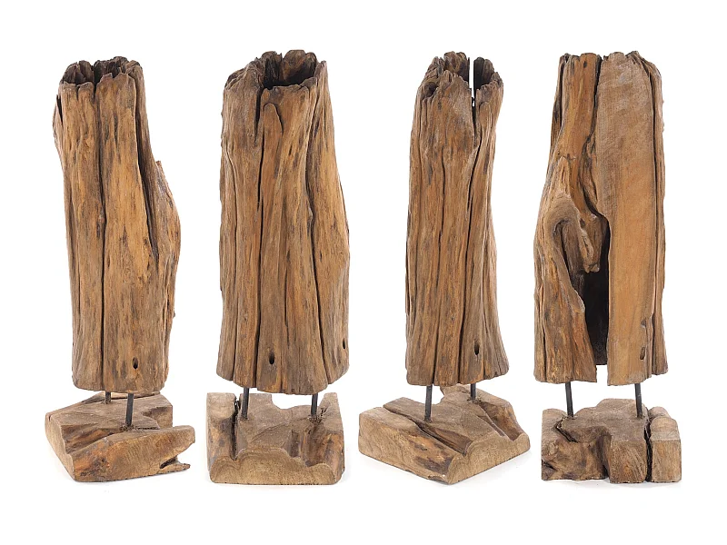 SCULPTURE Bois flotté 80 cm, bois de racine sur socle, pièce unique couleurs naturelles