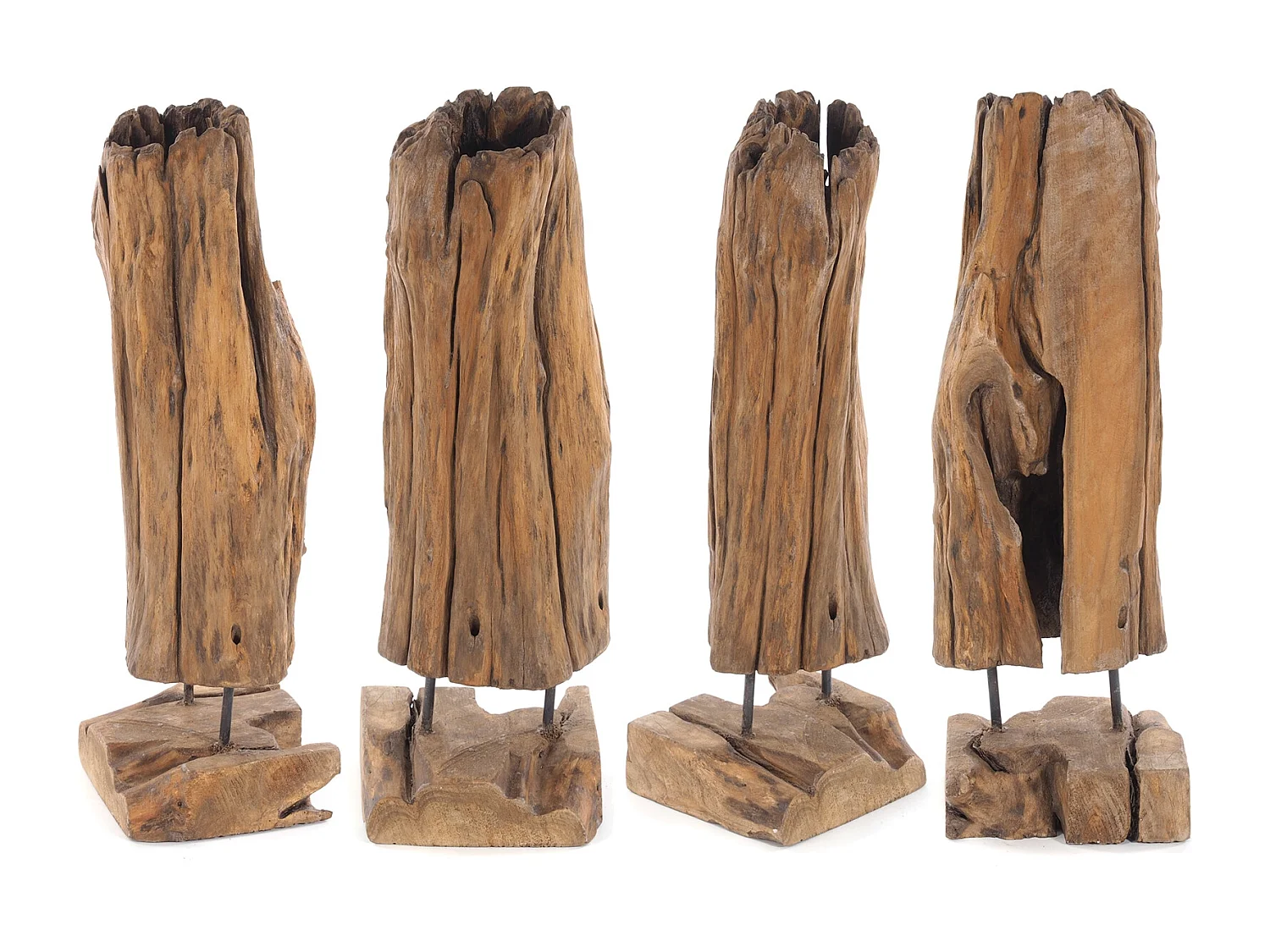 SCULPTURE Bois flotté 80 cm, bois de racine sur socle, pièce unique couleurs naturelles