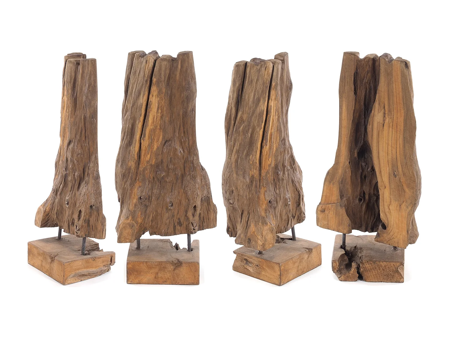 SCULPTURE Bois flotté 80 cm, bois de racine sur socle, pièce unique couleurs naturelles