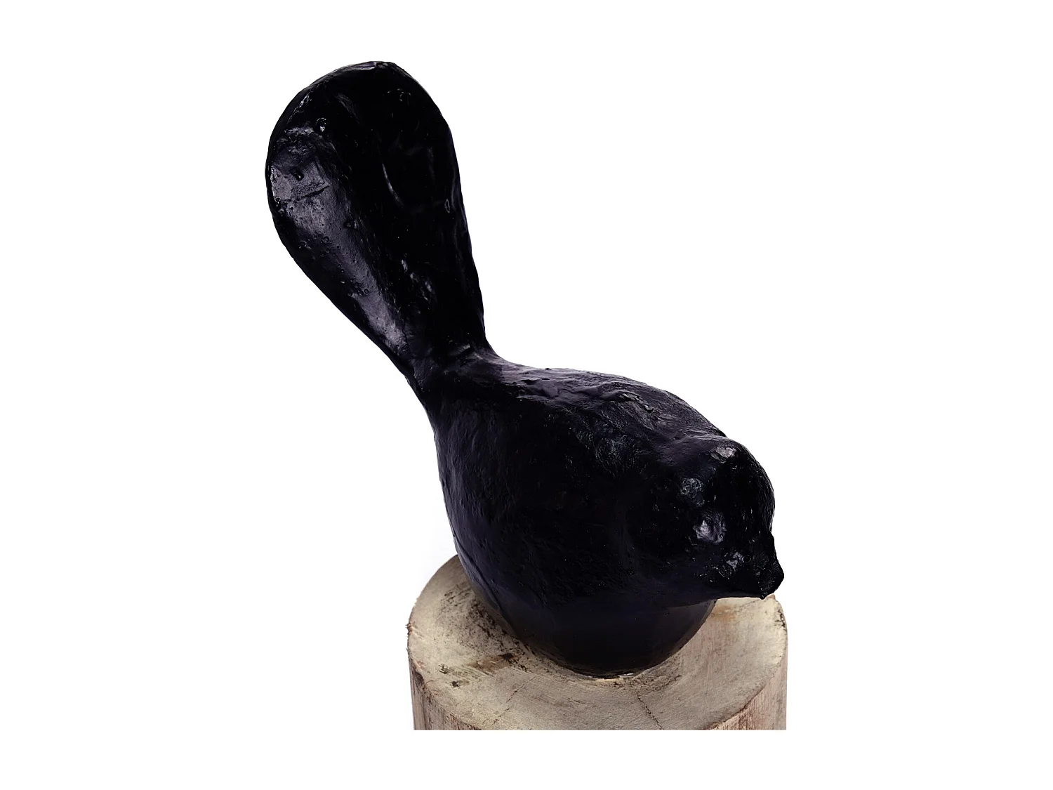 SKULPTUR VOGEL Birdy II Mangoholz-Sockel schwarz-natur