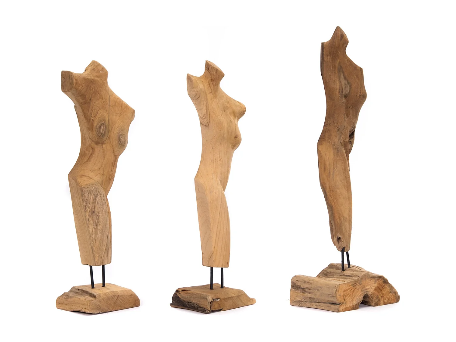 SKULPTUR  Torso 57 cm, Teakholz auf Sockel naturfarben