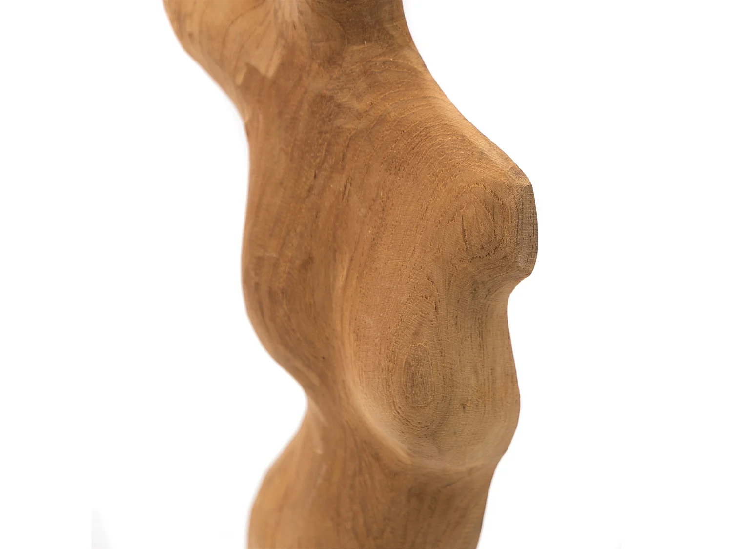 SCULPTURE torse 57 cm, bois de teck sur socle couleurs naturelles