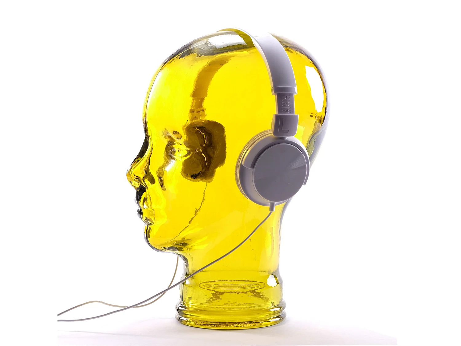 SUPPORT DE CASQUE MICK Verre gel transparent jaune