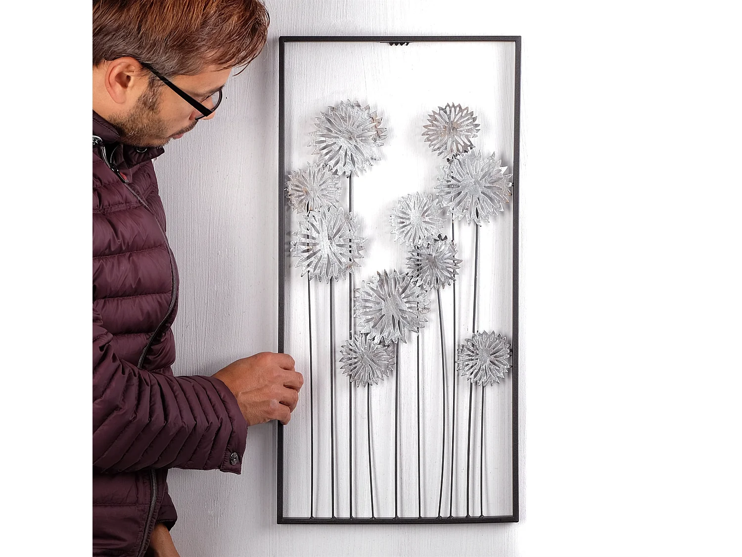 WANDDEKO PURE FLOWERS Metall silber/braun