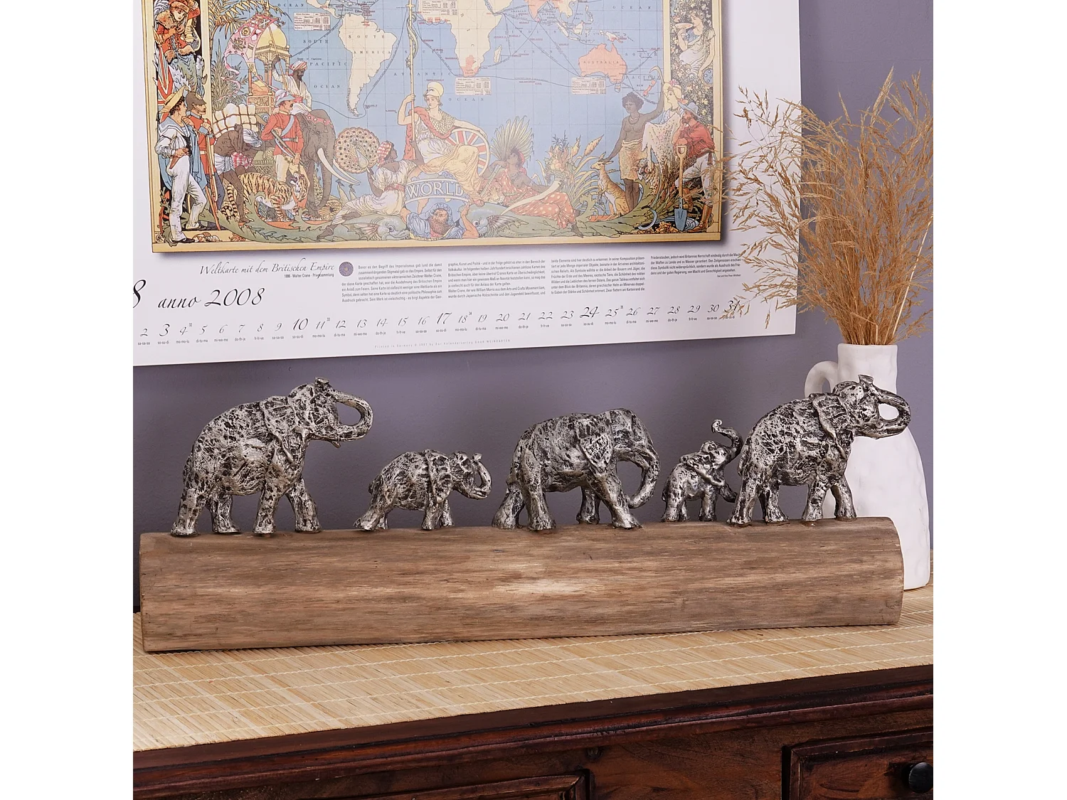 SKULPTUR Family Walk Mangoholz, Aluminium silber-natur