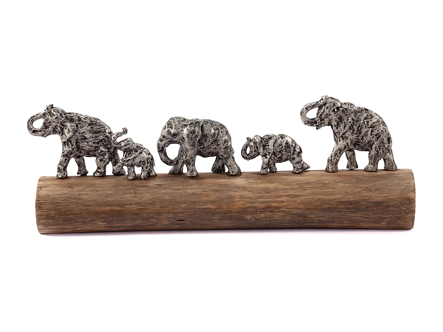 SKULPTUR Family Walk Mangoholz, Aluminium silber-natur