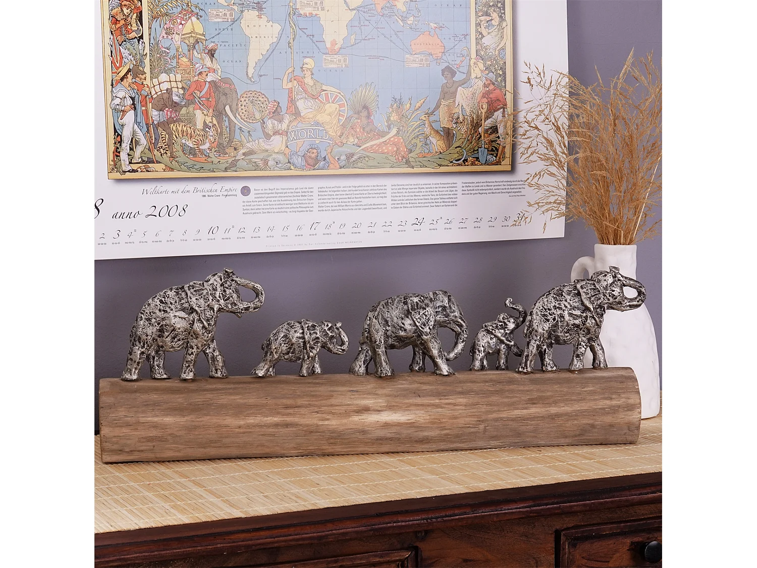 SCULPTURE Promenade en famille Bois de mangue, aluminium argent-nature