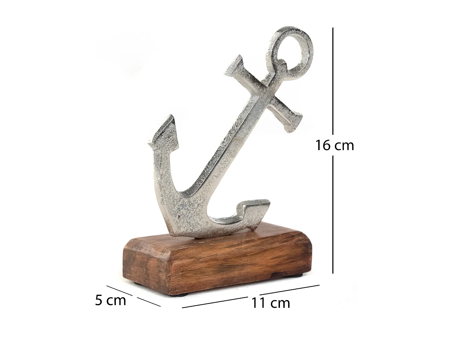 AUFSTELLER Maritim Anker  Metall, Mangoholz silber-braun