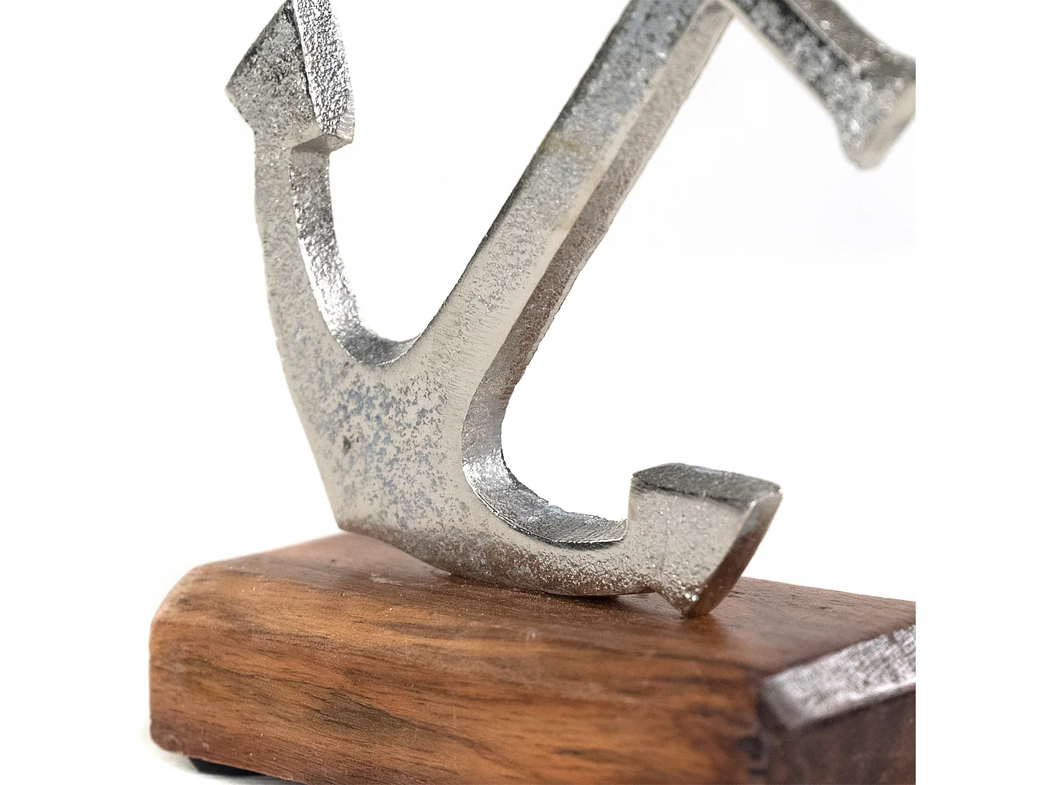 PANNEAU D'AFFICHAGE Ancre maritime et rose des vents Métal, bois de mangue argent-brun