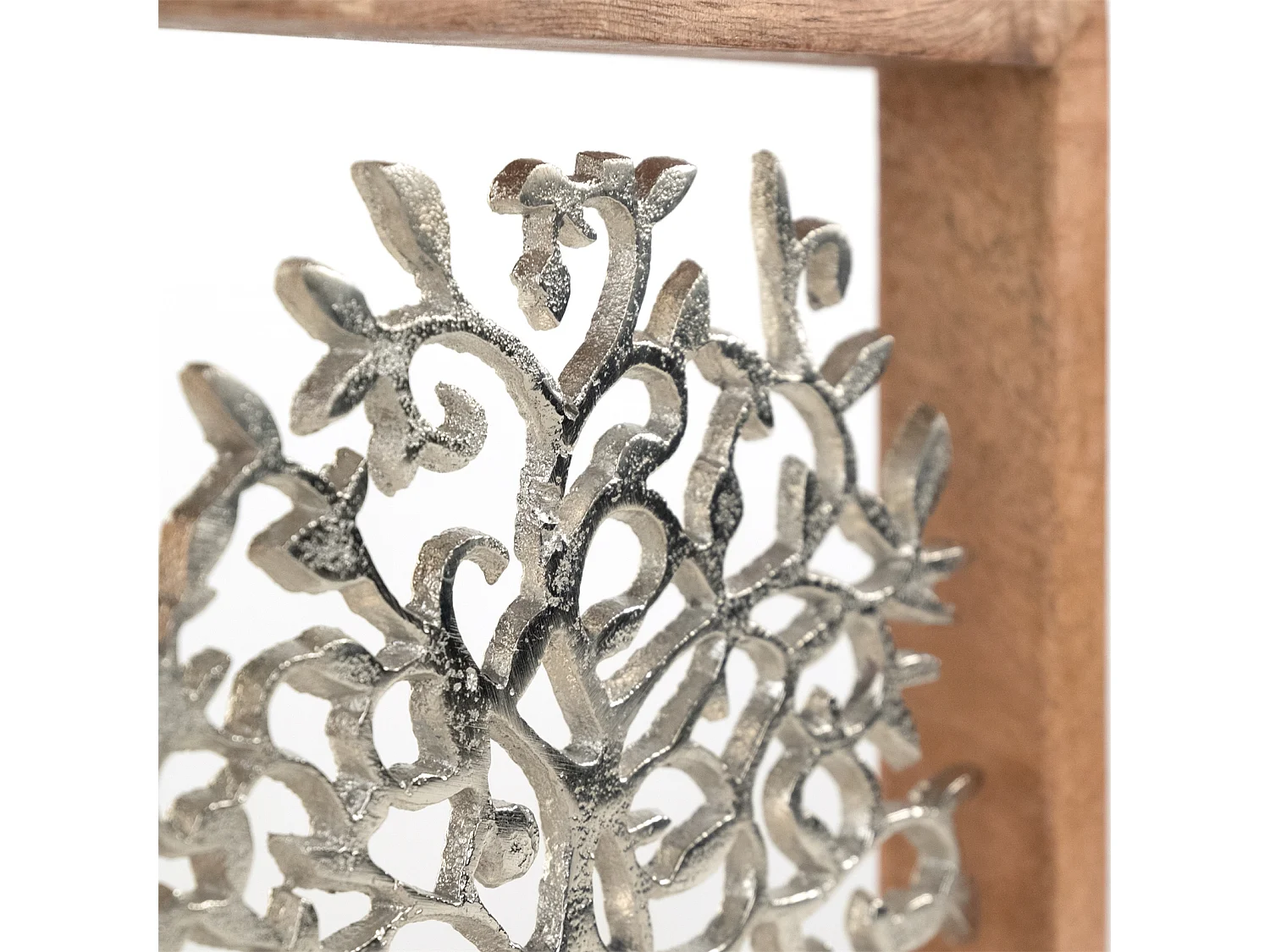 WANDBILD  Lebensbaum Metall, Mangoholz silber-braun