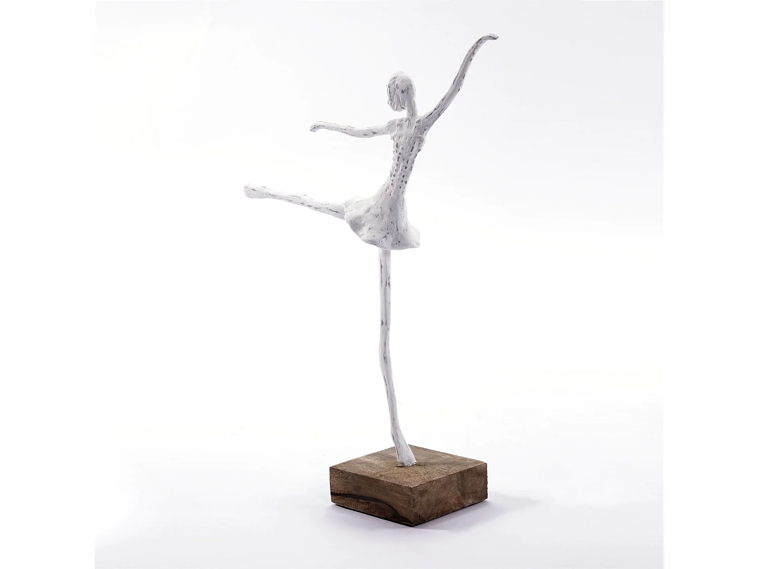 SKULPTUR-SET Ballerina 3-tlg. verschiedene Posen, Naturholz-Sockel weiß