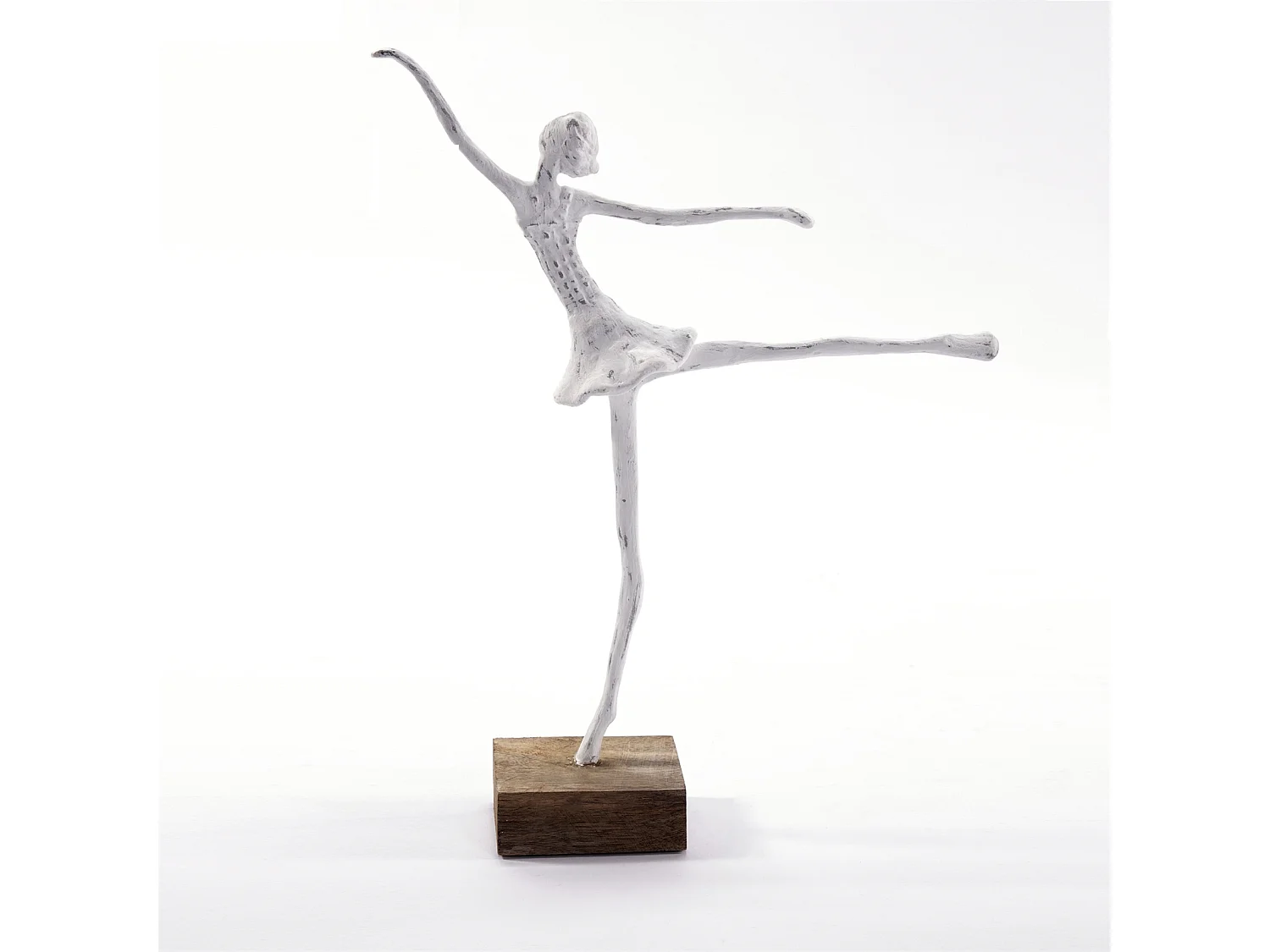 SKULPTUR-SET Ballerina 3-tlg. verschiedene Posen, Naturholz-Sockel weiß