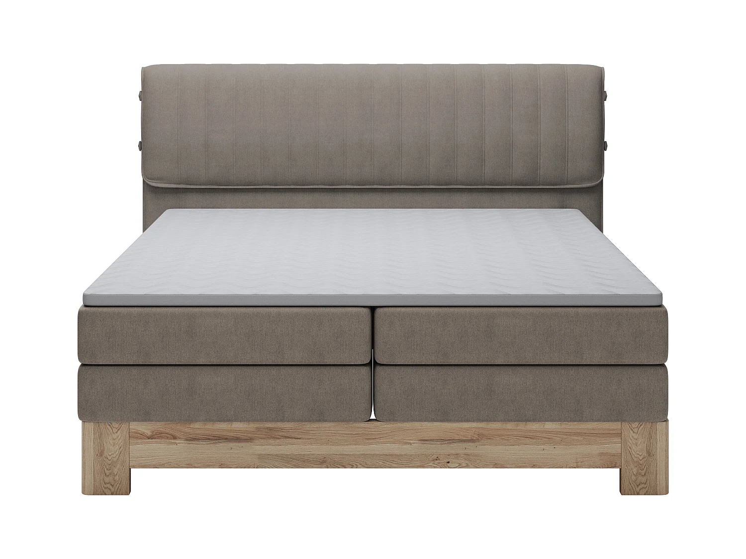 MELIA, Lit rembourré à ressorts ensachés, cadre en chêne, matelas élastique, surface de couchage : 160x200 cm, gris foncé