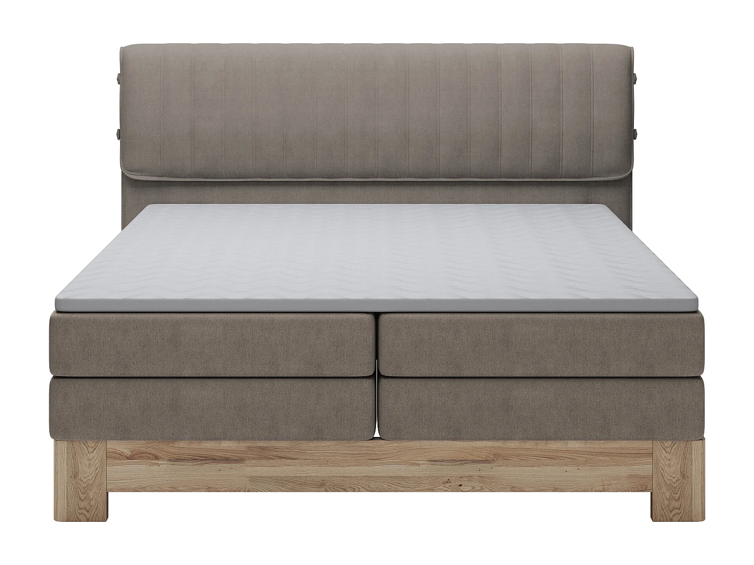 MELIA, Gestoffeerd bed met pocketveren, eiken frame, elastische matras, slaapoppervlak: 140x200 cm, donkergrijs
