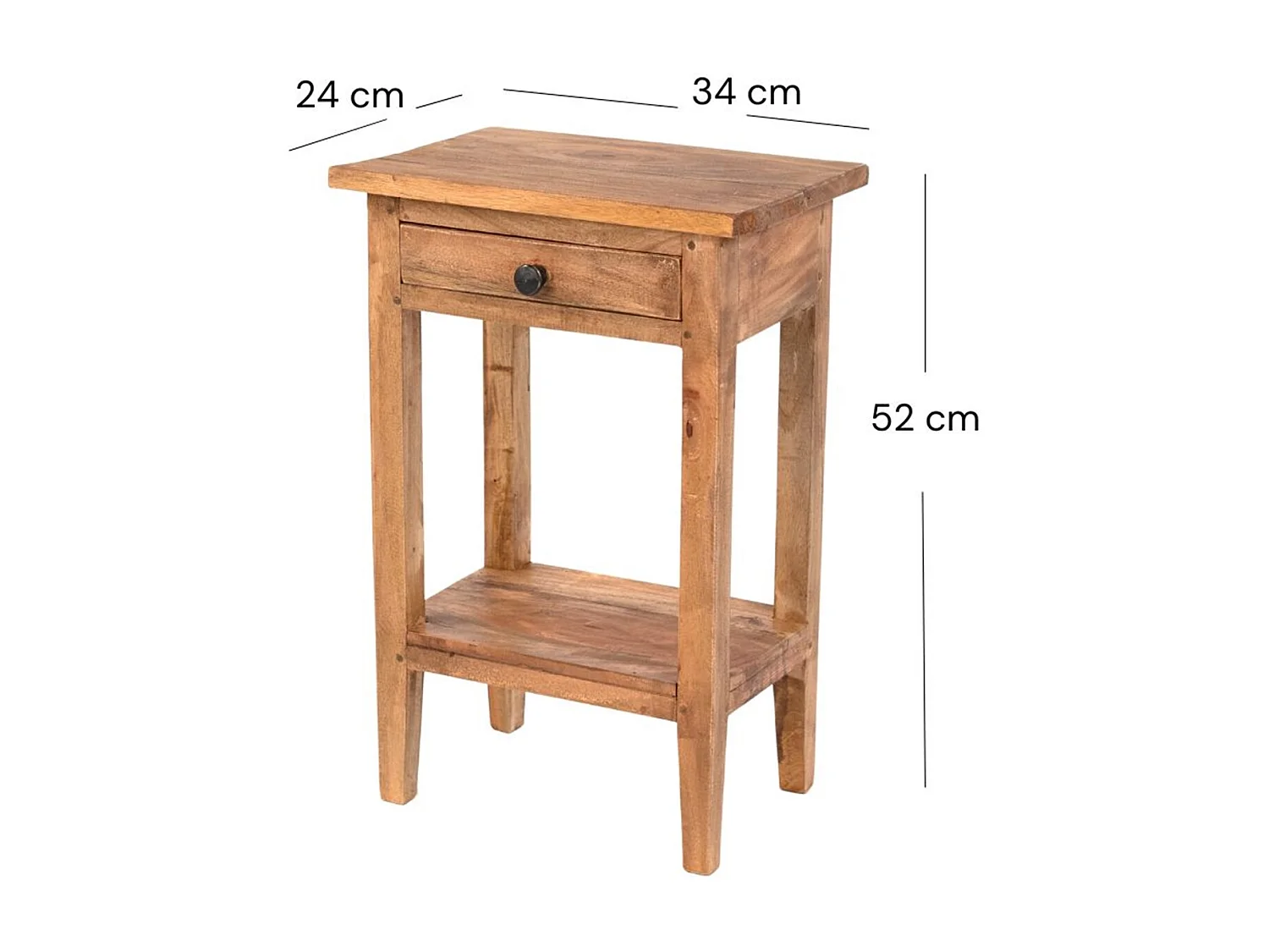 TABLE DE TÉLÉPHONE PLANTE Bois massif en acajou, avec tiroir 02 hellbraun