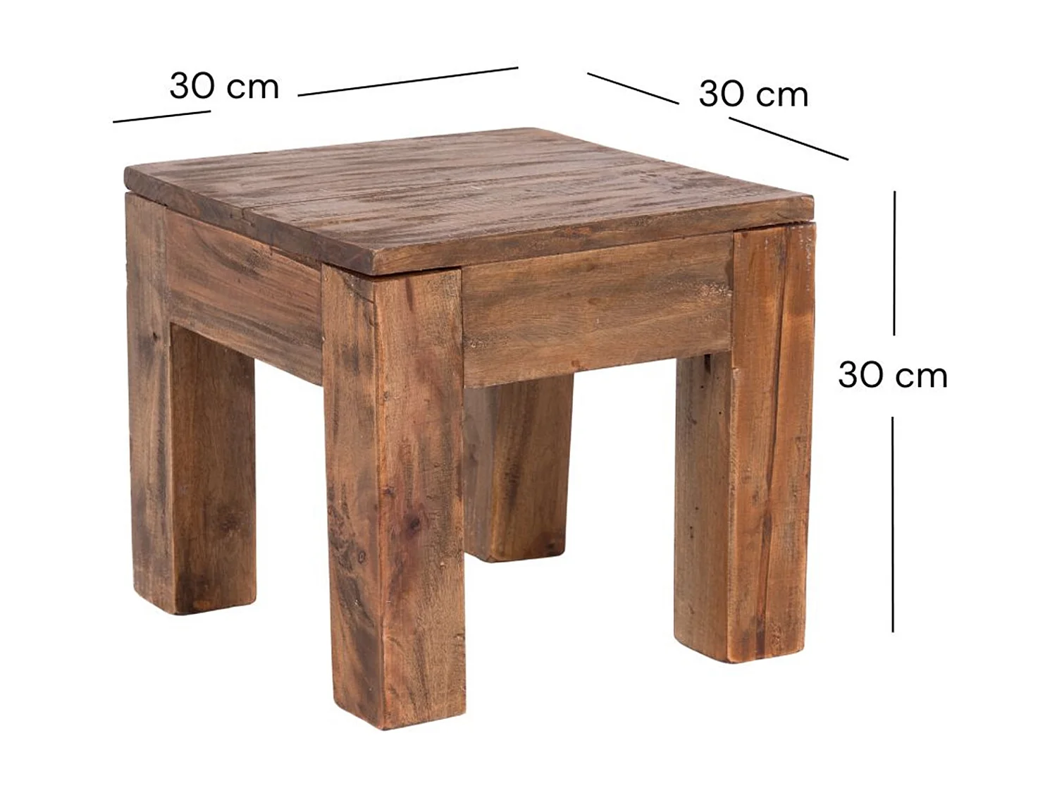 TABLE BASSE CARRE 30 Bois de recyclage massif couleurs naturelles
