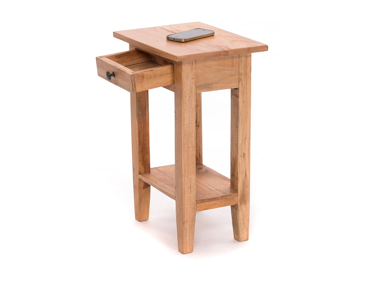 TABLE DE TÉLÉPHONE PLANTE Bois massif en acajou, avec tiroir 08 honigfarben gewachst