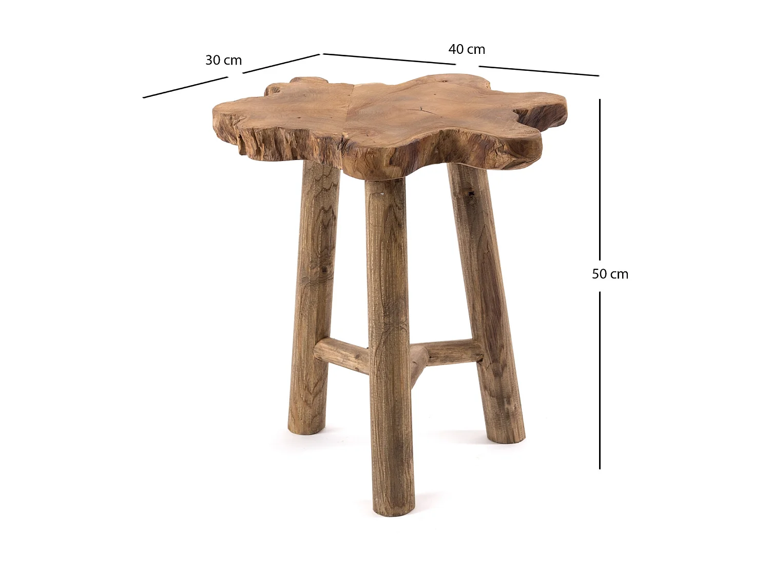 BEISTELLTISCH  Tree 50  Mahagoni Massivholz, rund naturfarben