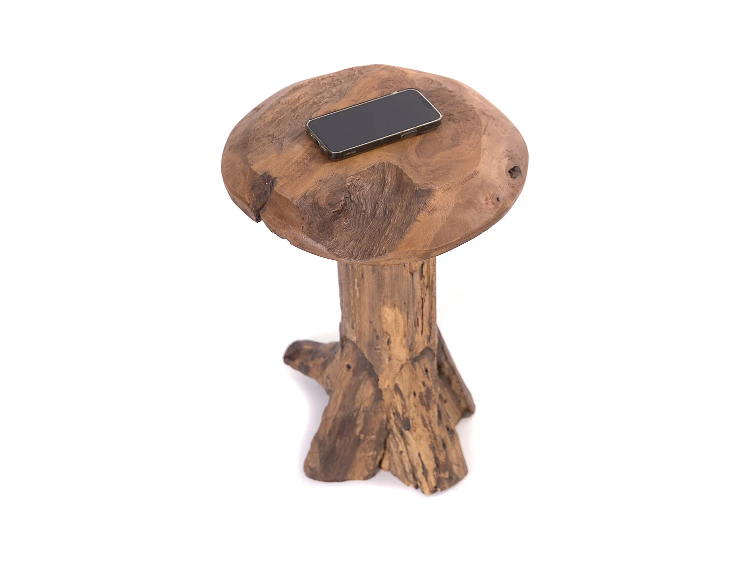 TABOURET Darwin Bois de racine de teck couleurs naturelles