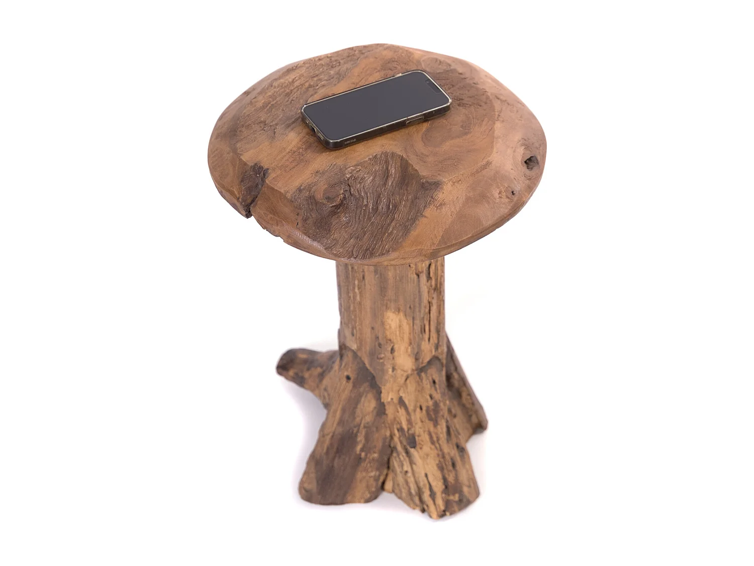 TABOURET Darwin Bois de racine de teck couleurs naturelles