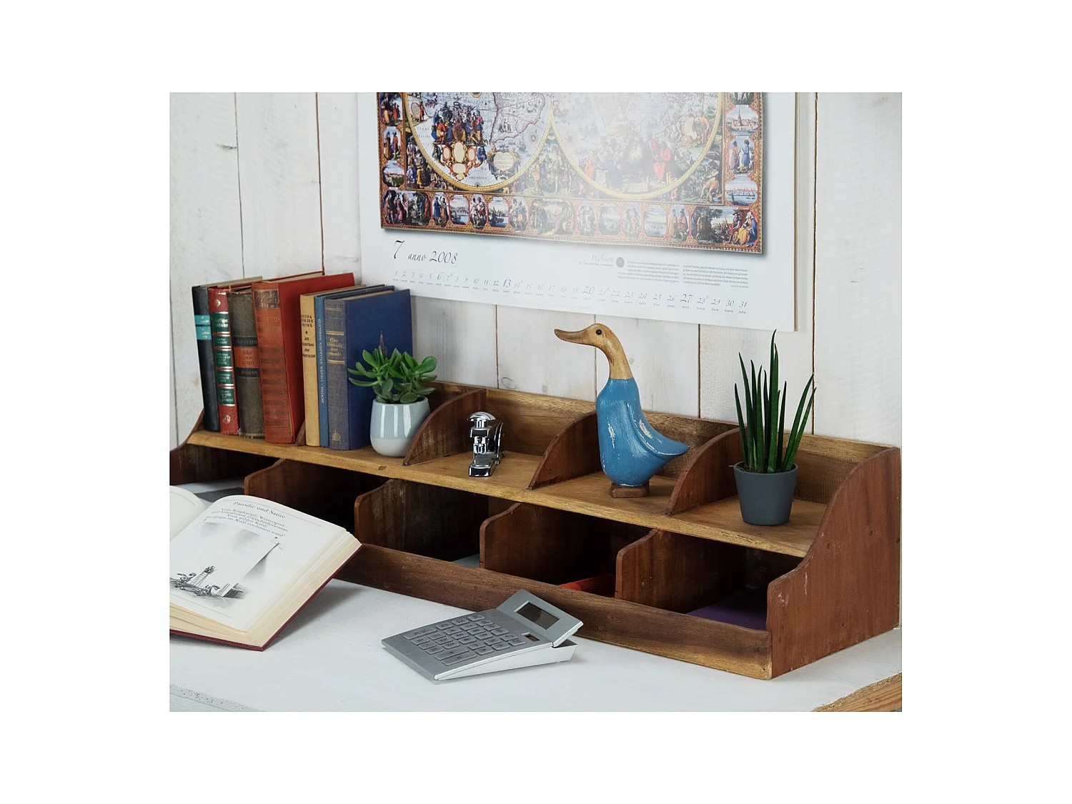 ORGANISATEUR Stockage 100 Bois massif en acajou, 10 compartiments couleurs naturelles