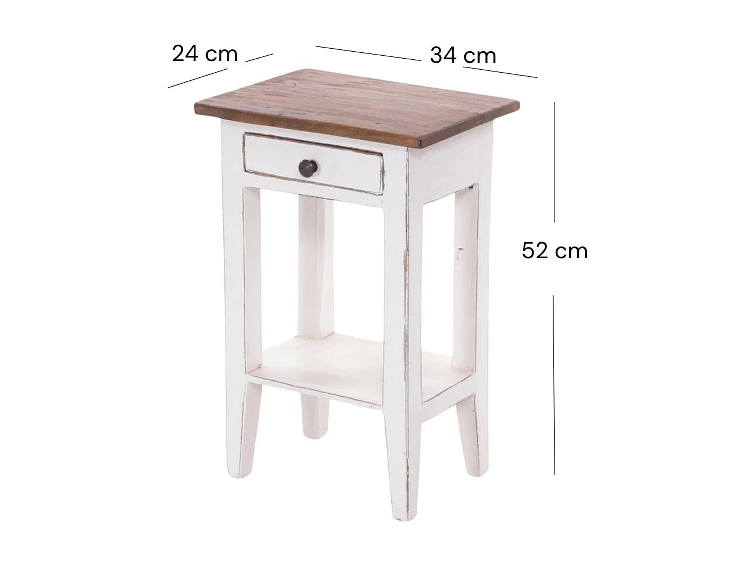 TELEFONTISCH  PLANTA Mahagoni Massivholz, mit Schublade 06 weiß-landhaus