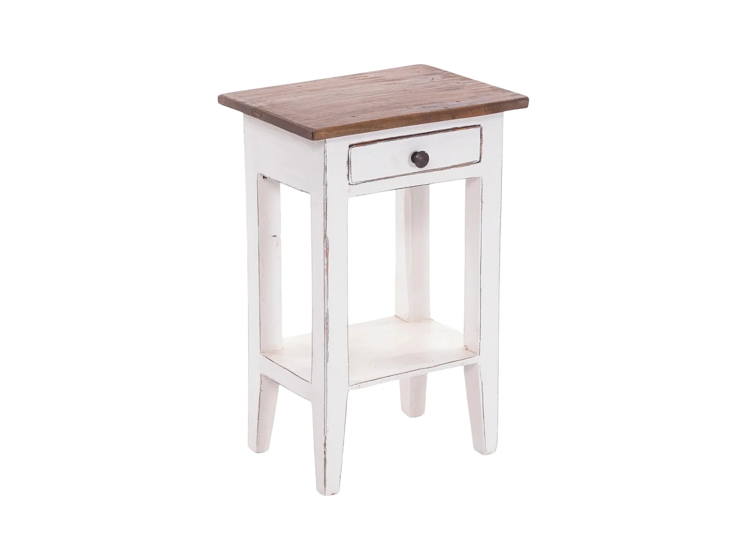 TABLE DE TÉLÉPHONE PLANTE Bois massif en acajou, avec tiroir 06 weiß-landhaus