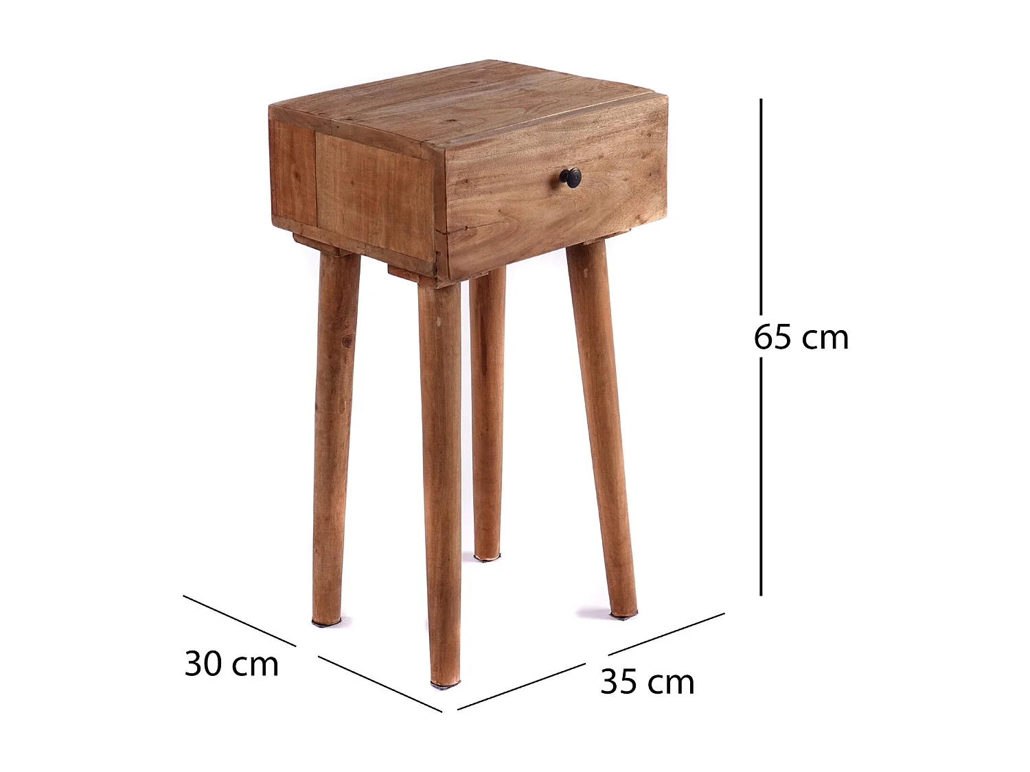 TABLE D'APPOINT Svelte 65 Bois de mahogany, avec tiroir couleurs naturelles