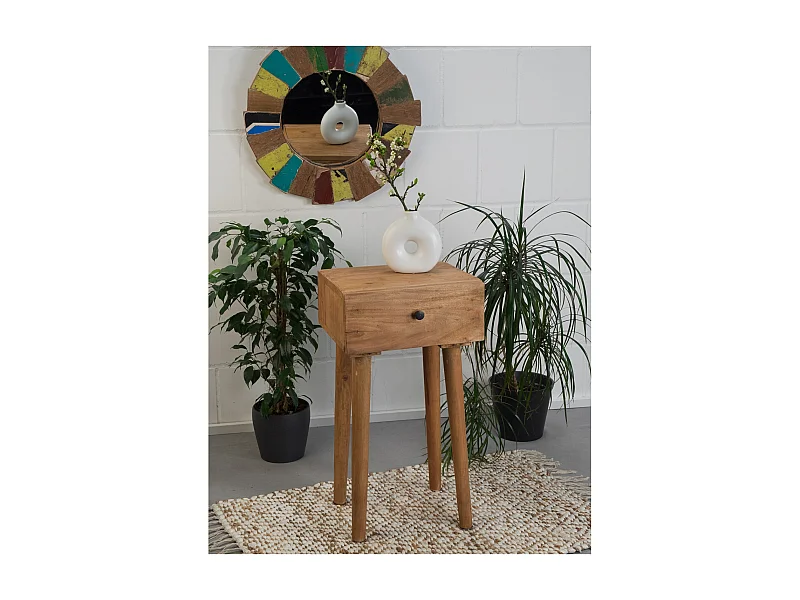 BEISTELLTISCH Sleek 65 Mahagoni Holz,  mit Schublade naturfarben