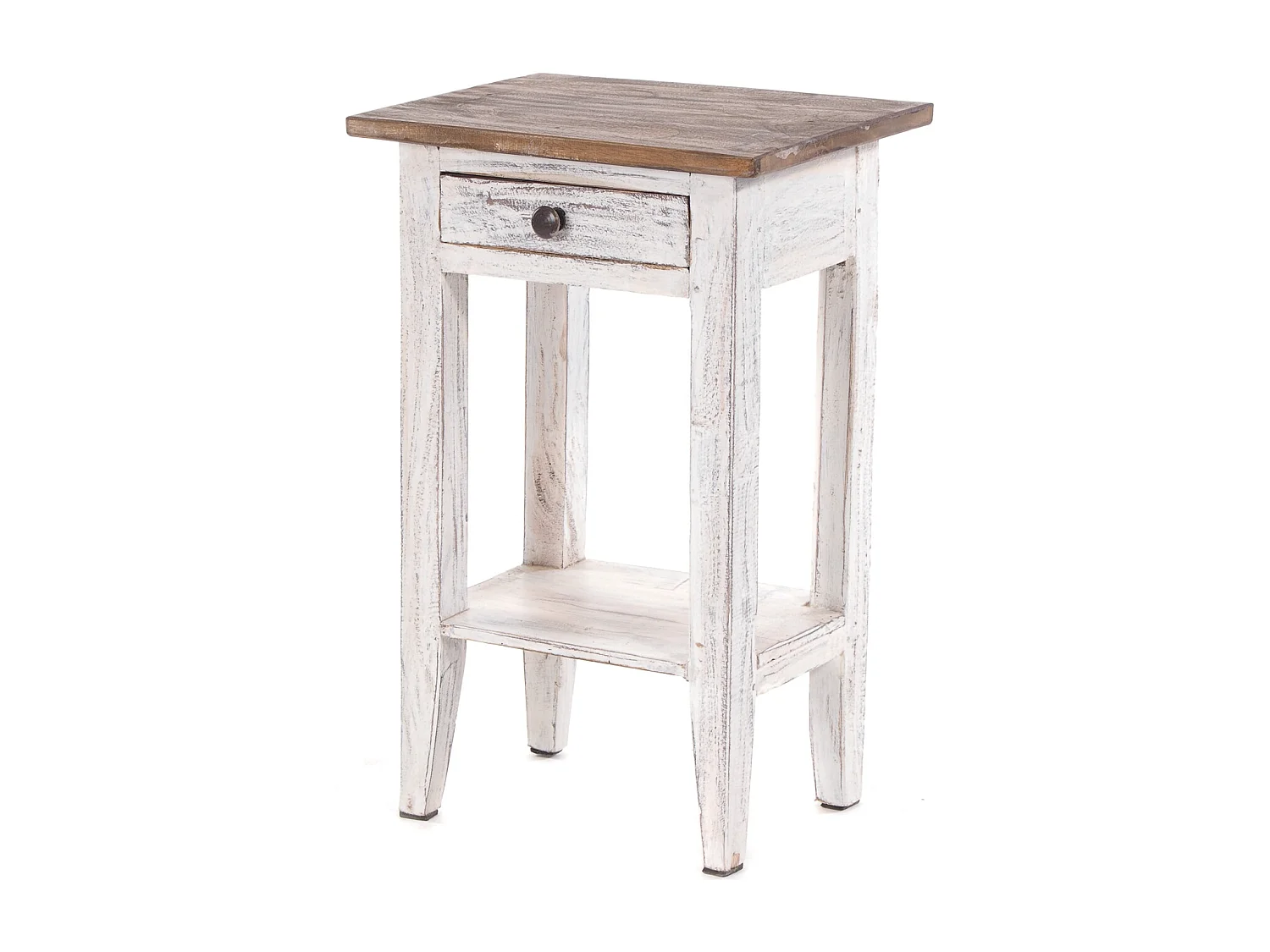 TABLE DE TÉLÉPHONE PLANTE Bois massif en acajou, avec tiroir 05 weiß-natur