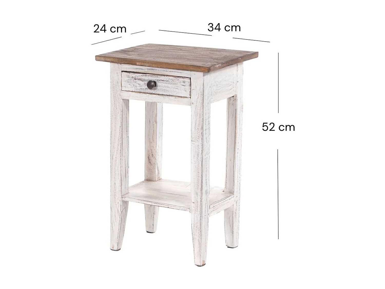 TABLE DE TÉLÉPHONE PLANTE Bois massif en acajou, avec tiroir 05 weiß-natur