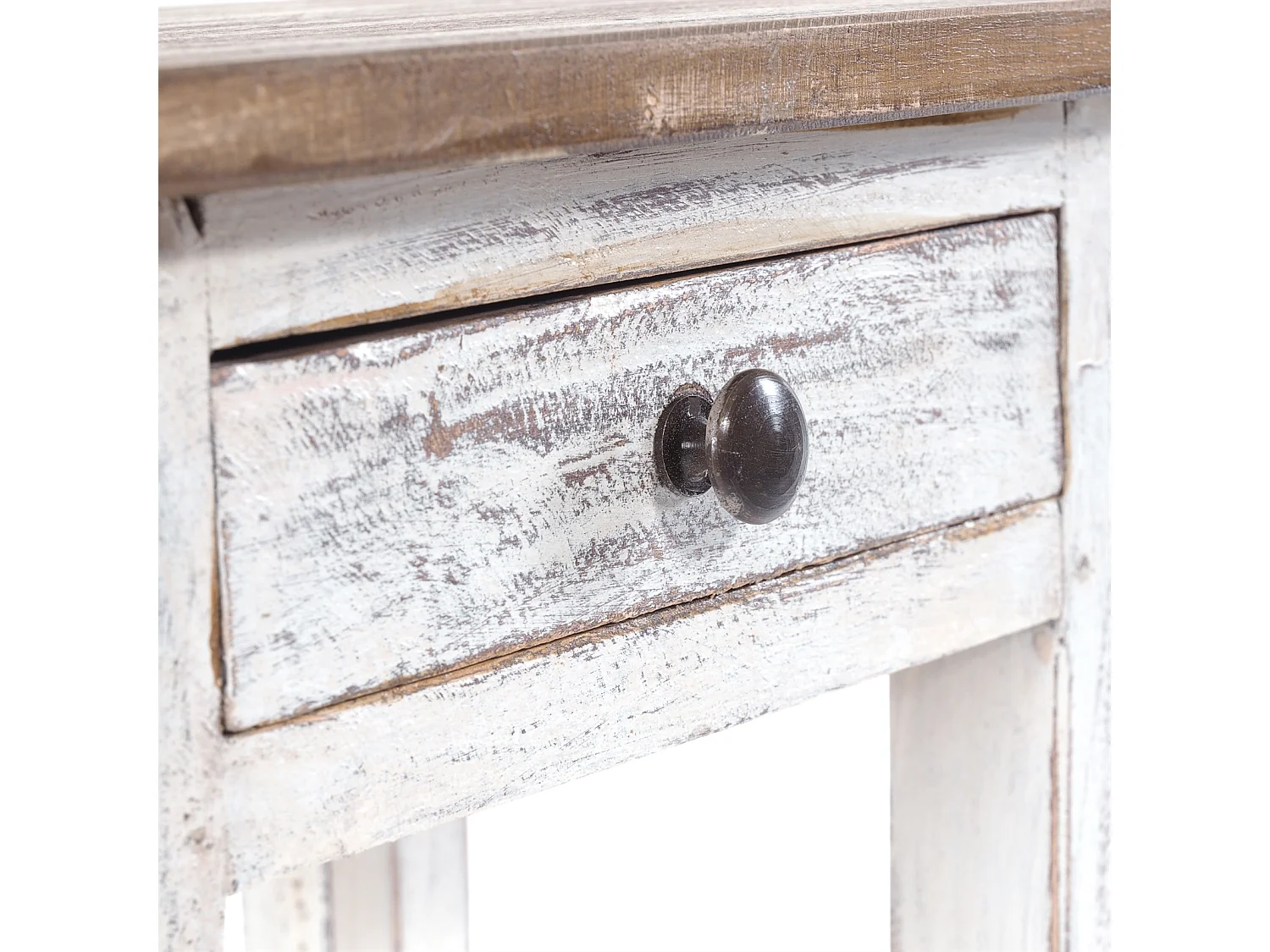 TABLE DE TÉLÉPHONE PLANTE Bois massif en acajou, avec tiroir 05 weiß-natur