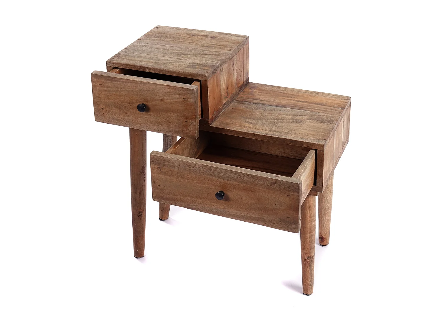 BUFFET Niveau Bois massif en acajou, 2 tiroirs couleurs naturelles