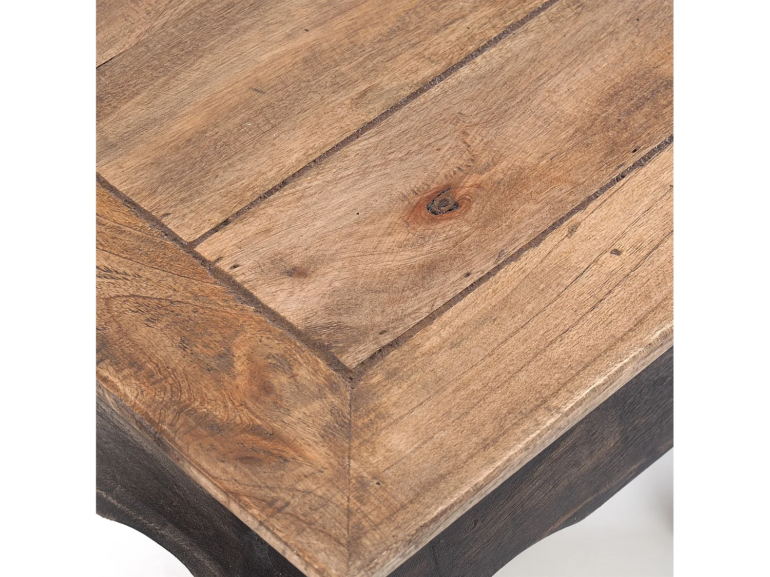 ENSEMBLE DE TABLE À OPIUM EST 3-pièces Bois de recyclage massif, différentes tailles nature noire