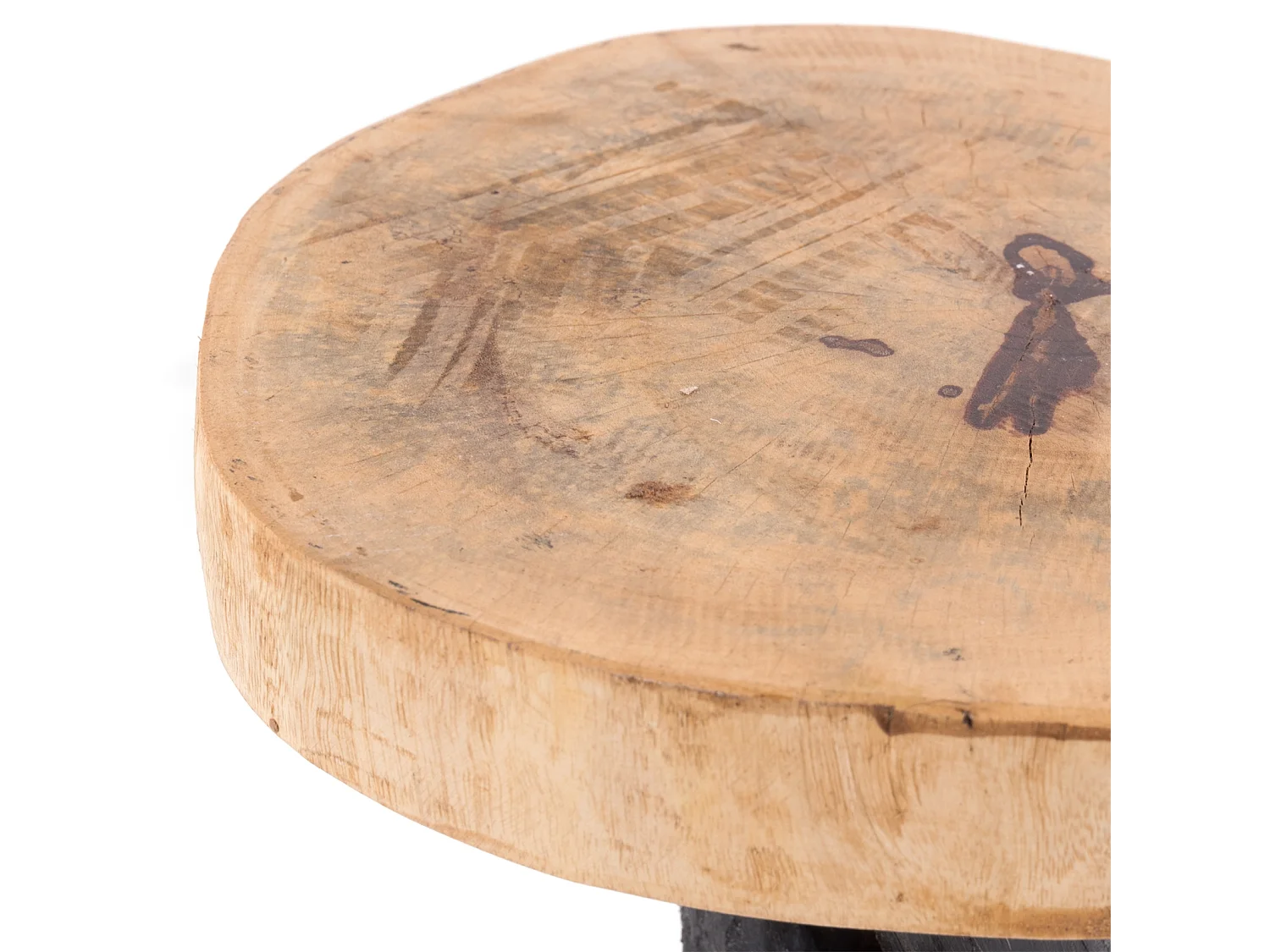 TABLE D'APPOINT À TROIS PIEDS TECK 40 Bois massif, rond 04 schwarz-natur