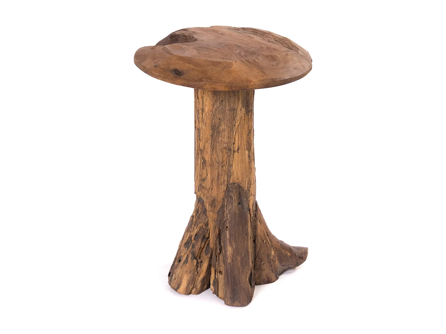 HOCKER Mushroom Teak Wurzelholz massiv naturfarben