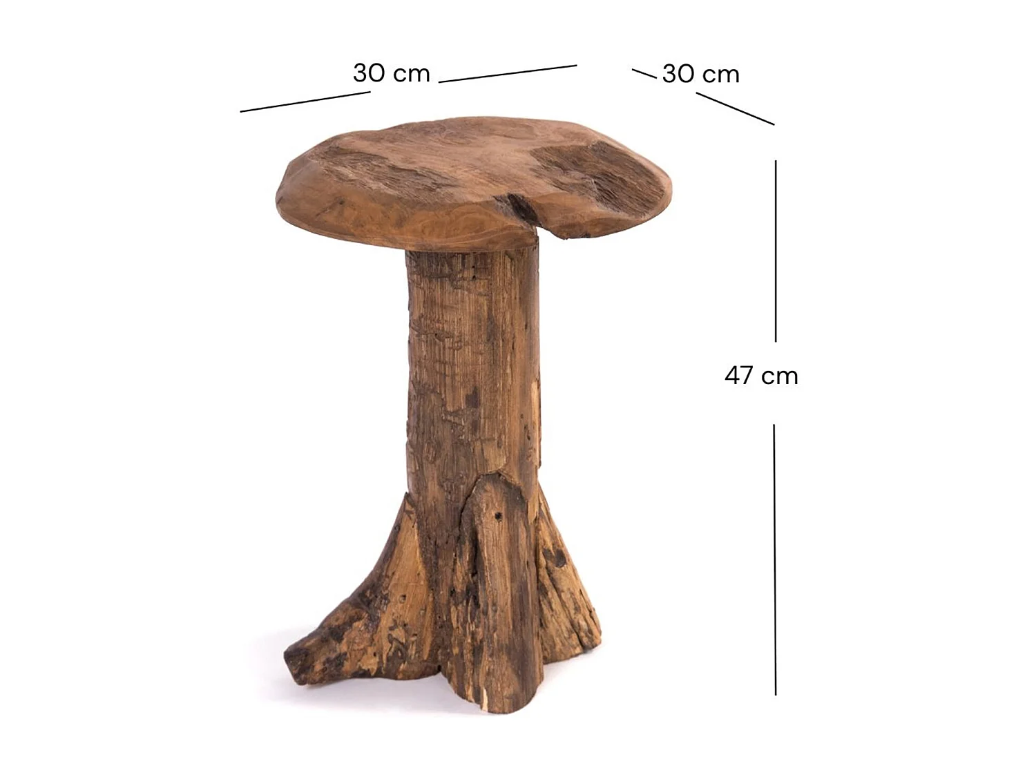 HOCKER Mushroom Teak Wurzelholz massiv naturfarben