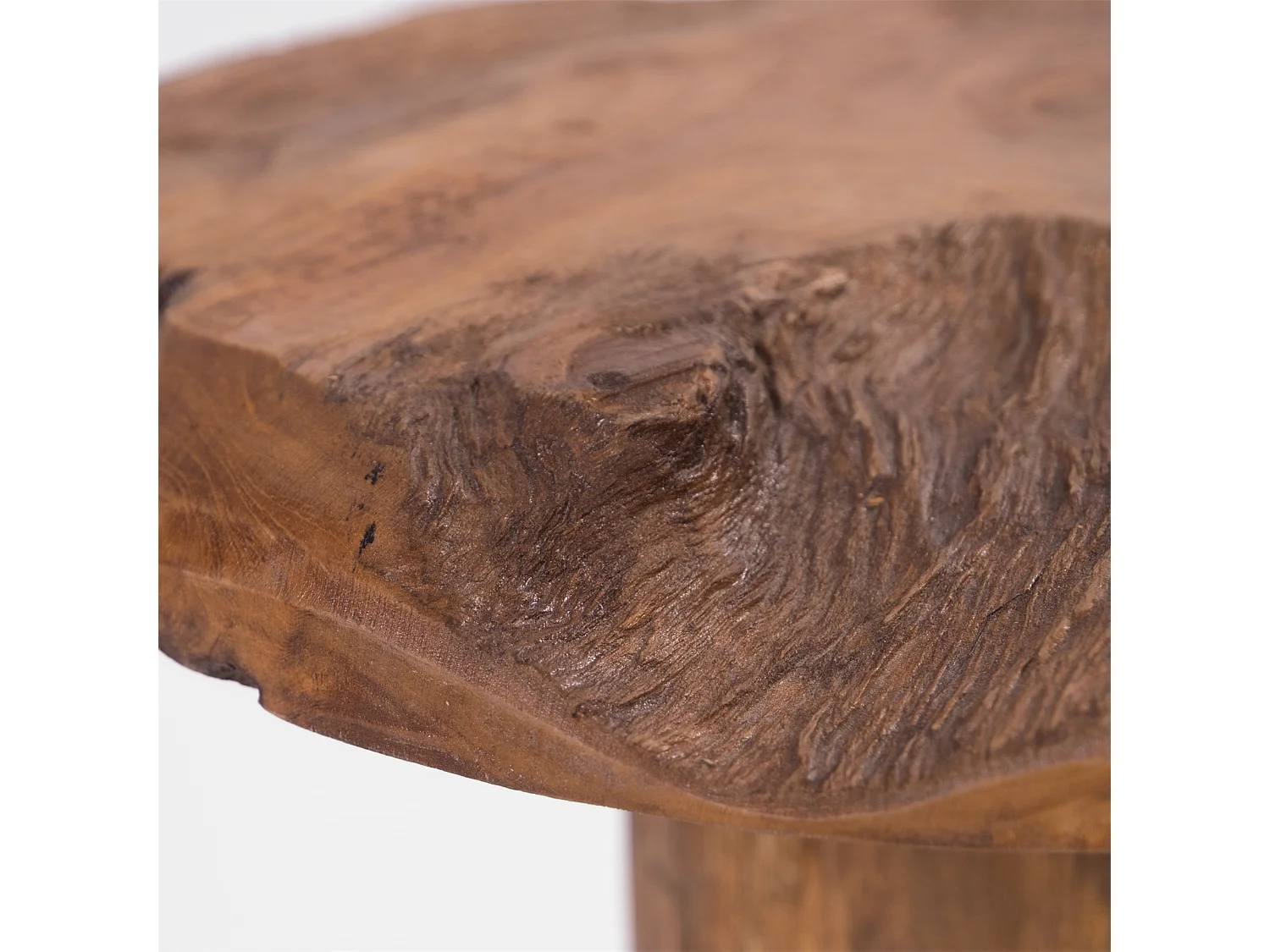 HOCKER Mushroom Teak Wurzelholz massiv naturfarben